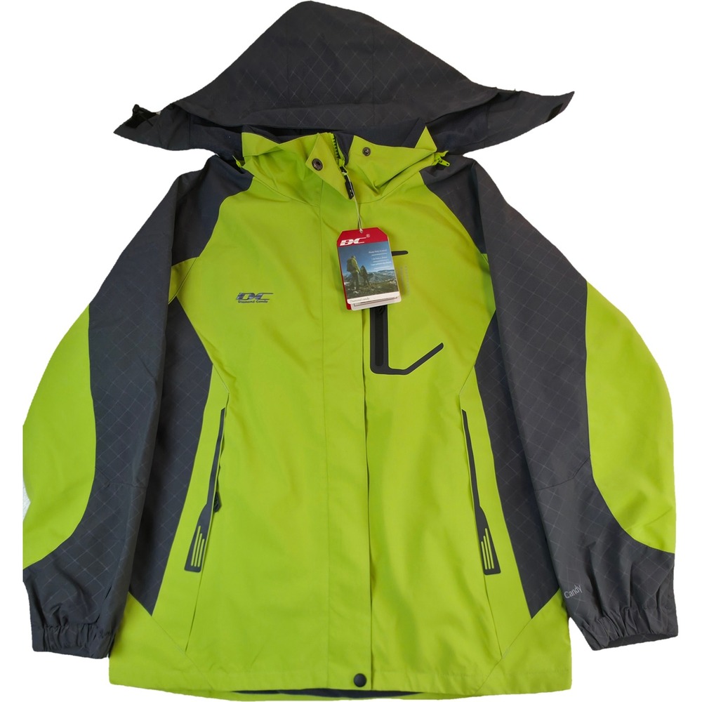 Diamond Candy Hooded Jacket Womens Medium Green Hooded Rain Windbreaker NEW